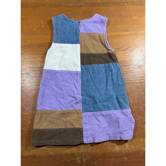 Sonoma Life + Style Girls Dress 3T Patchwork Corduroy Denim Embroidered Floral - Picture 3 of 3